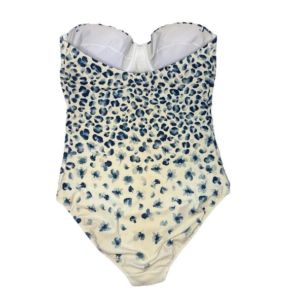 TORY BURCH Bandeau Strapless One Piece Swimsuit Blue Designer Resort Vacation M - Picture 3 of 10